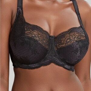 Panache Clara Full Cup Black Charcoal Lace Bra 32H